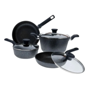 Batería de Cocina Imusa en Aluminio con Tapas de Vidrio – 4 Piezas