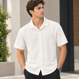 Camisa para Hombre con Diseño Cuadriculado en Relieve