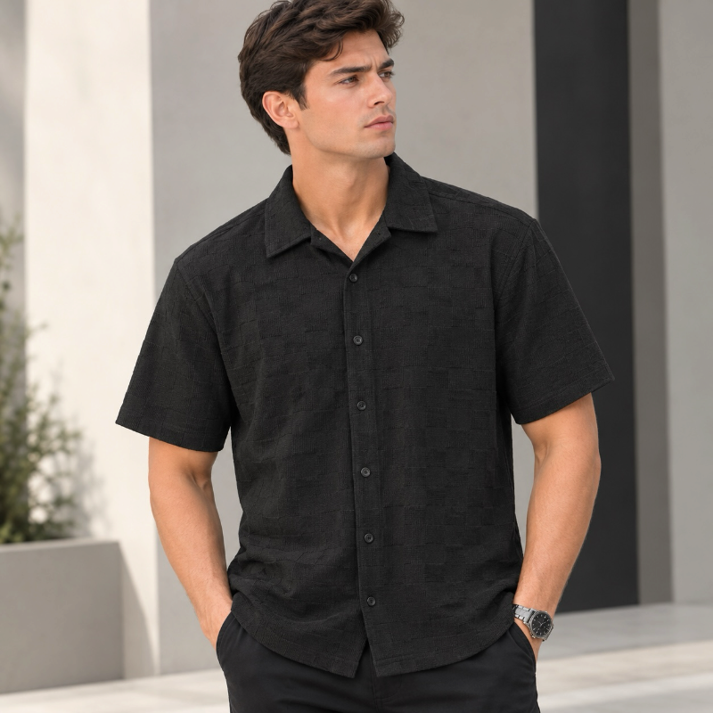 Camisa Casual para Hombre Tipo Galleta con Estampado Geométrico - Image 2