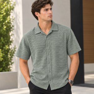 Camisa para Hombre con Textura Lineal Irregular