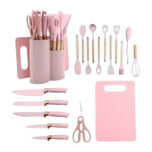 Set de Utensilios de Cocina con Cuchillos, Tabla y Organizador